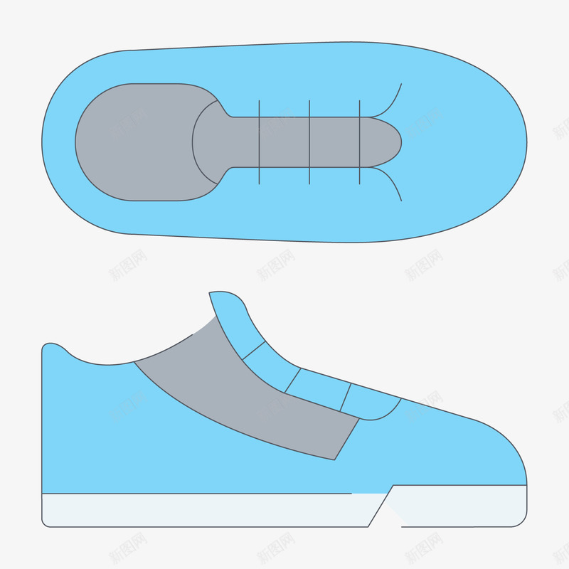 手绘线条鞋子png免抠素材_新图网 https://ixintu.com 一对鞋子 彩绘 手绘 极简线条 蓝色线条 蓝色鞋子