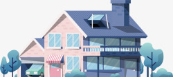 智能别墅郊外粉红色的别墅矢量图高清图片