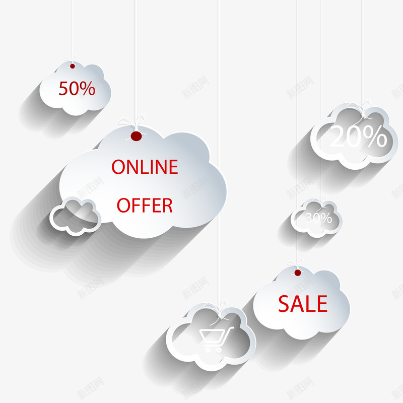 创意销售云朵矢量图ai免抠素材_新图网 https://ixintu.com 创意销售云朵 创意销售云朵免费png下载 立体云朵素材 立体白色云朵矢量图 矢量图
