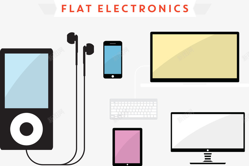 通讯休闲用品png免抠素材_新图网 https://ixintu.com 平板 手机 电脑 耳机 键盘