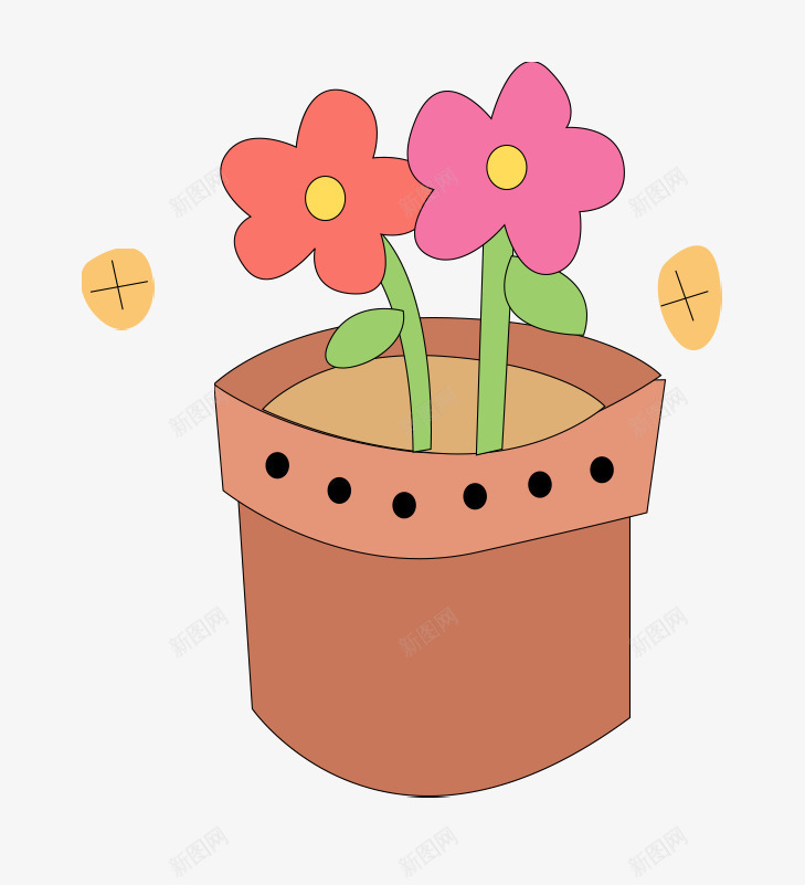 花psd免抠素材_新图网 https://ixintu.com 花盆花卡通花盆