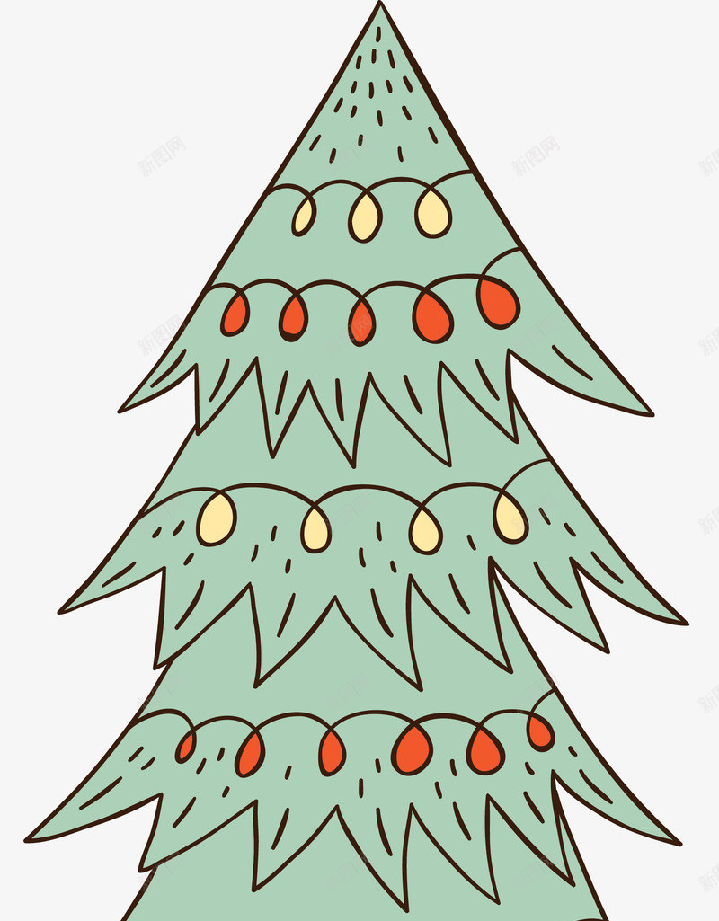 挂着彩色灯球的圣诞树png免抠素材_新图网 https://ixintu.com 圣诞树 圣诞老人 圣诞节 树木 水墨画 灯球 花盆