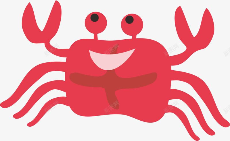 卡通螃蟹png免抠素材_新图网 https://ixintu.com 动物 卡通 手绘 海 海产品 红色 螃蟹