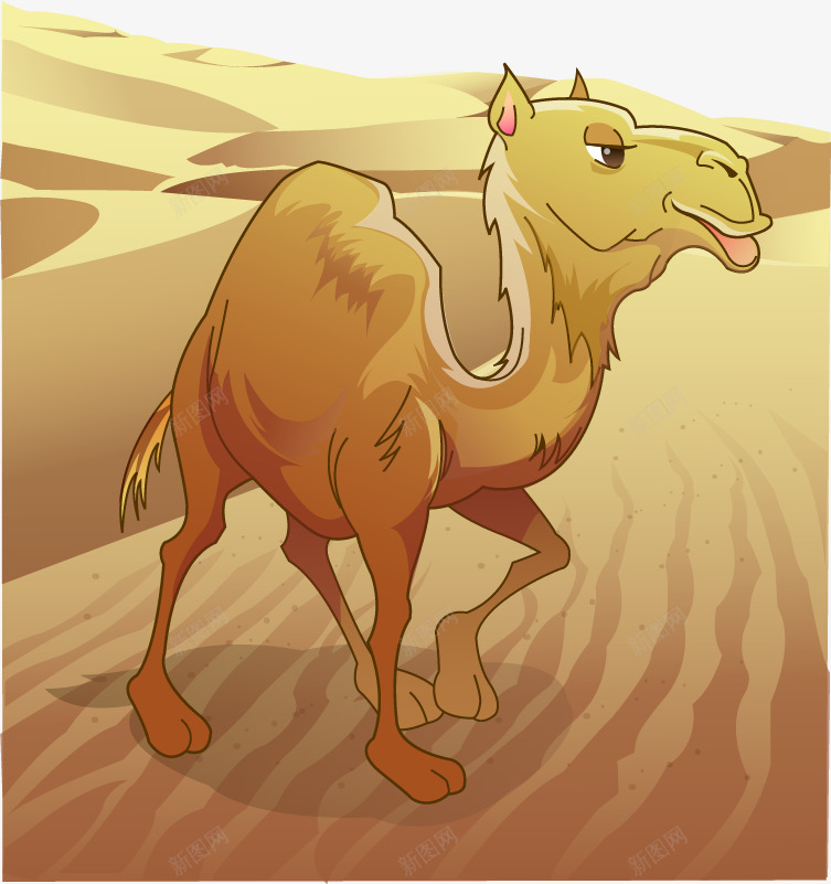 手绘沙漠里的骆驼矢量图ai免抠素材_新图网 https://ixintu.com 动物 手绘 沙漠里的骆驼 矢量图