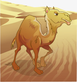 沙漠里的骆驼手绘沙漠里的骆驼矢量图高清图片