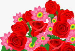 红色玫瑰花朵手绘素材