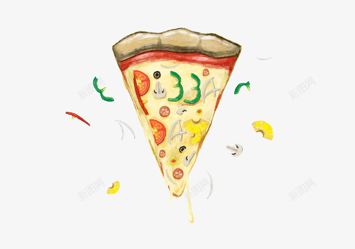 卡通手绘披萨png免抠素材_新图网 https://ixintu.com 卡通手绘 披萨 美食
