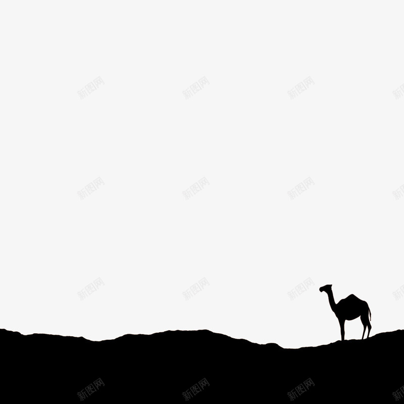 沙漠剪影png免抠素材_新图网 https://ixintu.com 沙漠 骆驼 黑色