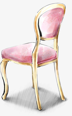 手绘粉色室内凳子装饰素材