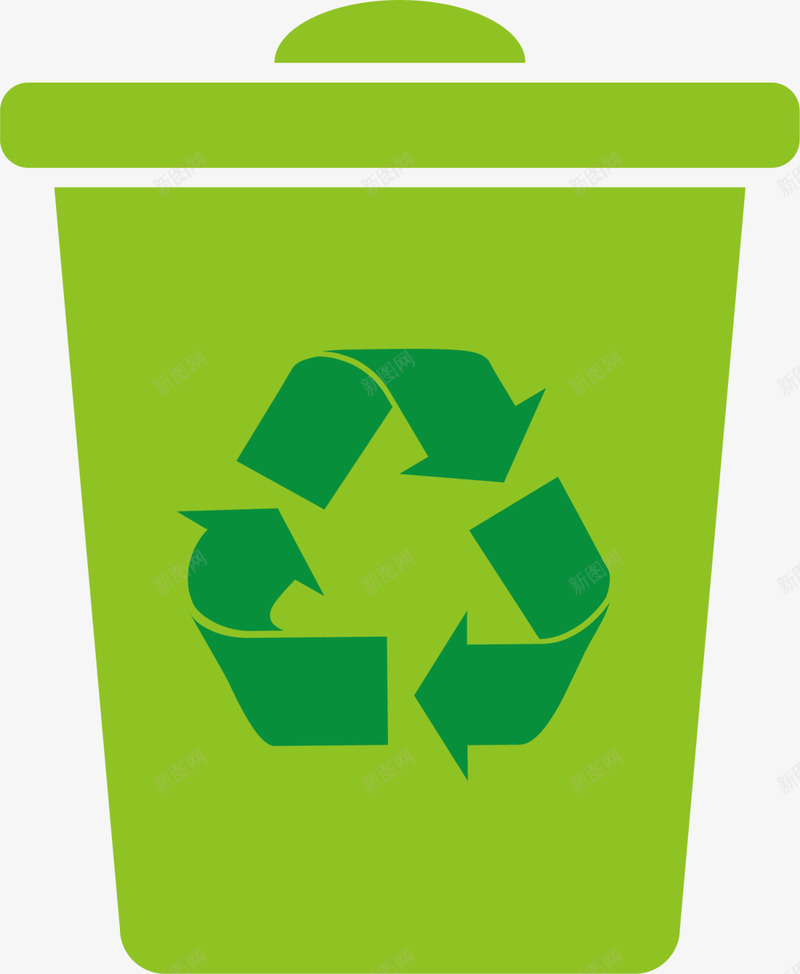 绿色扁平回收垃圾桶png免抠素材_新图网 https://ixintu.com 世界环境日 回收垃圾桶 环保 生态循环 绿色垃圾桶 自然