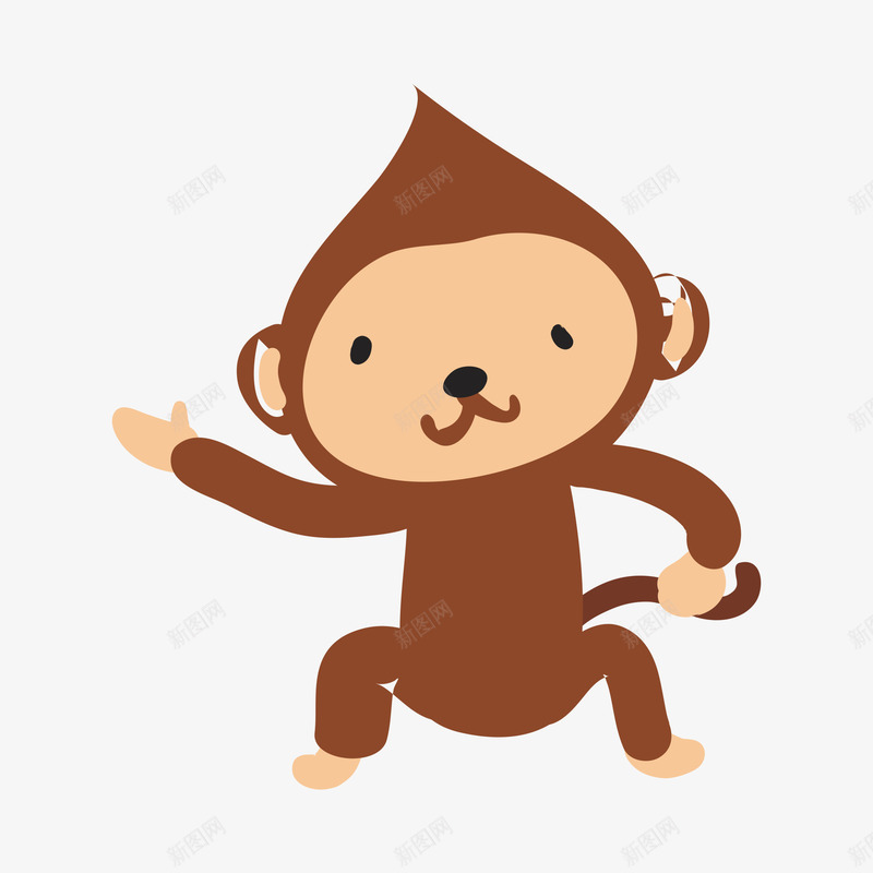 可爱的卡通小猴子png免抠素材_新图网 https://ixintu.com 动物 卡通 可爱的 小猴子 尾巴 手绘图 毛发 水彩