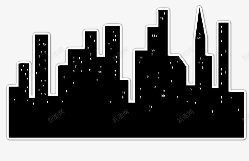 高楼剪影png免抠素材_新图网 https://ixintu.com 素材 装饰 高楼剪影