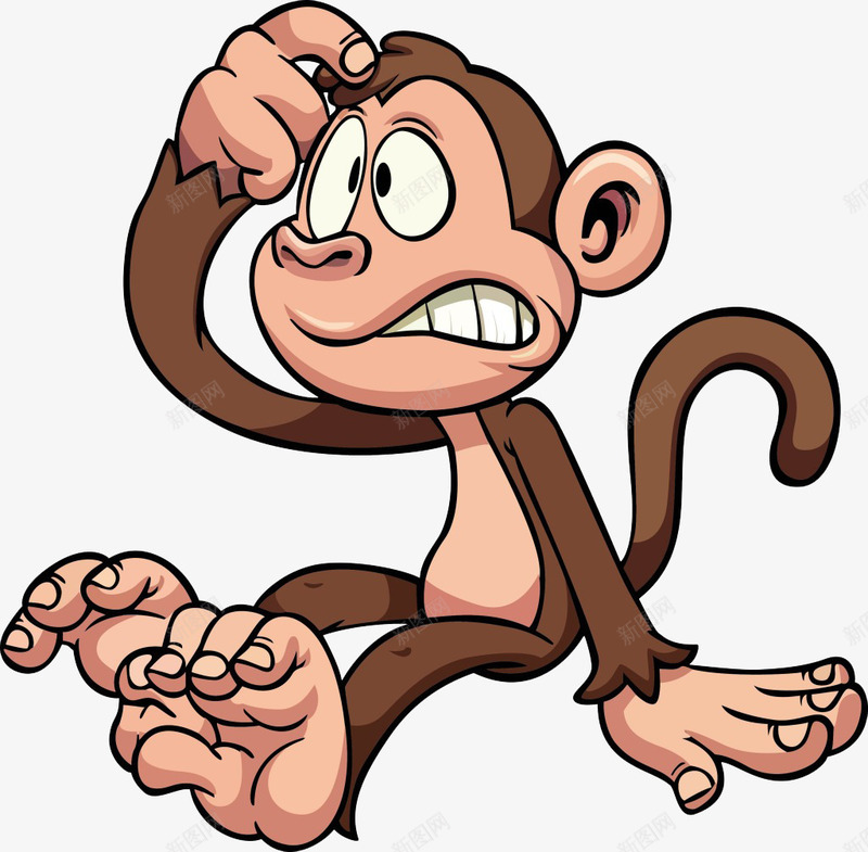 烦恼的猴子png免抠素材_新图网 https://ixintu.com 卡通 烦 烦恼 猴子