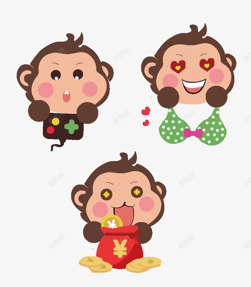 手绘卡通棕色小猴子png免抠素材_新图网 https://ixintu.com 卡通 棕色 水彩 猴子