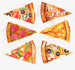 披萨切块6款水彩切块披萨矢量图高清图片