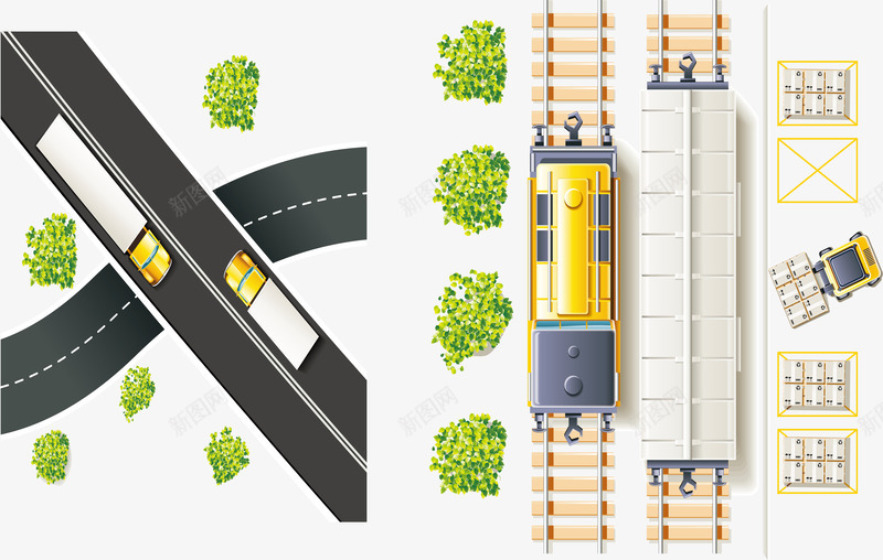 运货png免抠素材_新图网 https://ixintu.com 交通 卡车 火车 运货 铁路