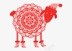 羊纹样新年羊穿着袜子戴着帽子高清图片