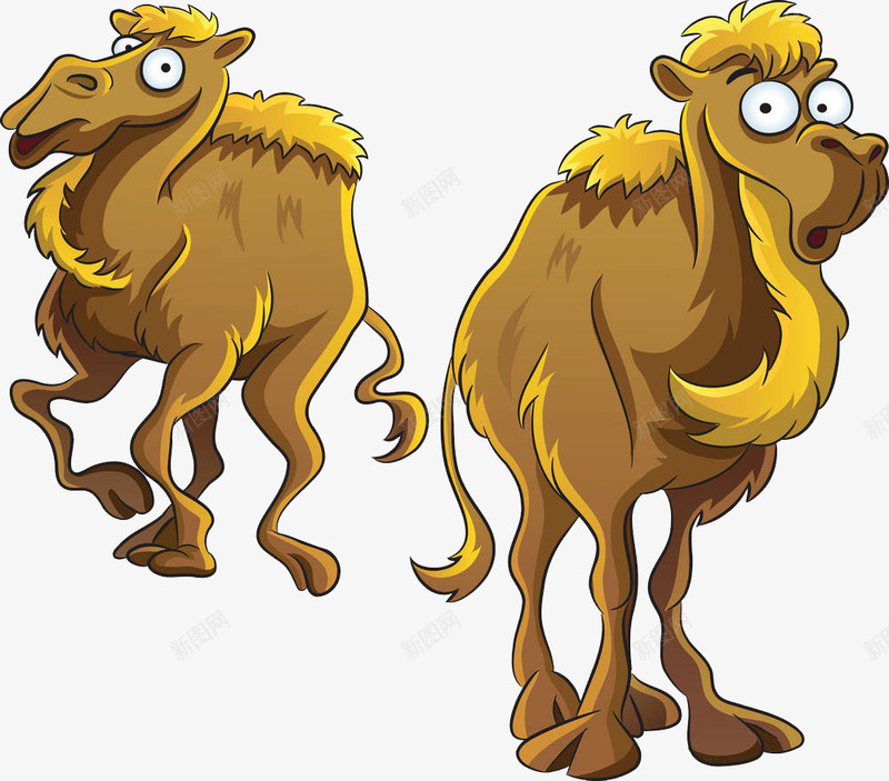 两个骆驼png免抠素材_新图网 https://ixintu.com 动物 卡通手绘 沙漠动物 驼峰 驼队 骆驼