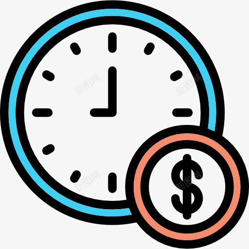 时钟图标png_新图网 https://ixintu.com 事业 工具和器具 挂钟 时钟 时间 硬币 美元符号 金钱
