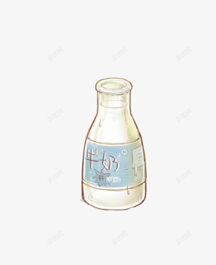 手绘牛奶瓶png免抠素材_新图网 https://ixintu.com 手绘 牛奶瓶 瓶子