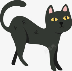 万圣节恐怖的黑猫矢量图素材
