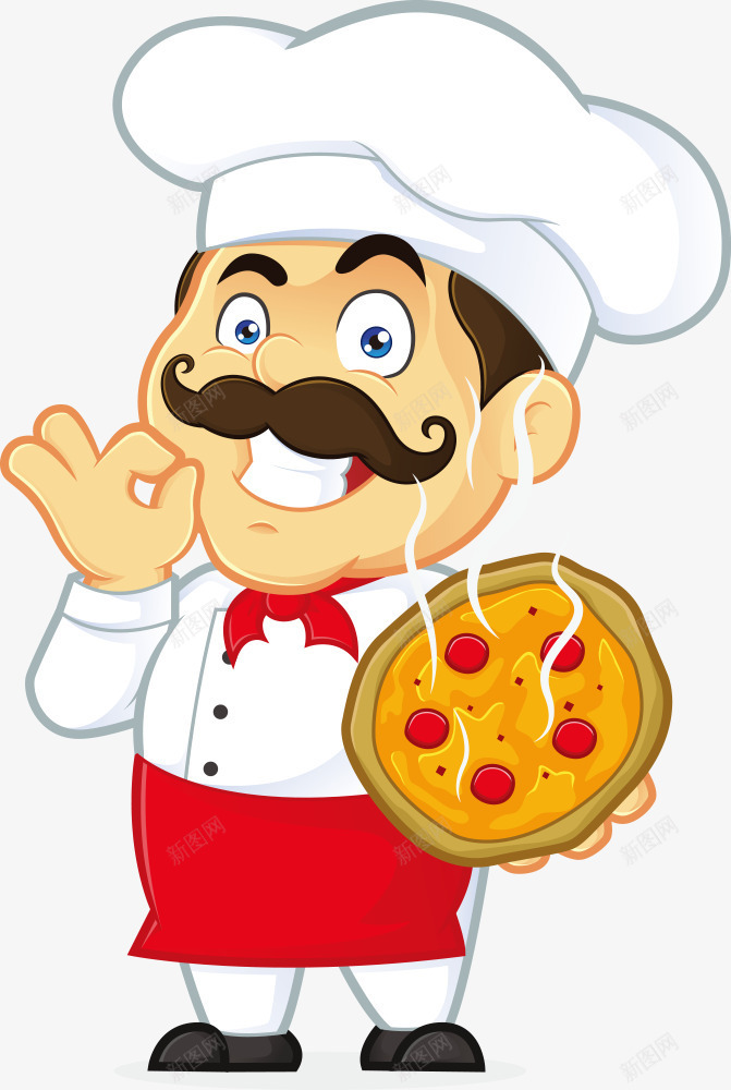 卡通厨师和披萨png免抠素材_新图网 https://ixintu.com 卡通厨师 卡通披萨 厨师 披萨 矢量厨师