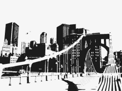 黑白的桥桥上城市高清图片