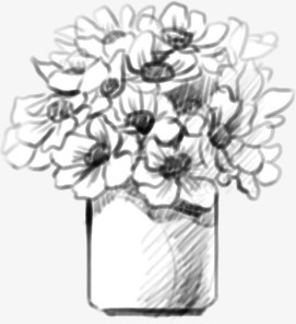 手绘黑色室内花朵装饰png免抠素材_新图网 https://ixintu.com 室内 花朵 装饰 黑色