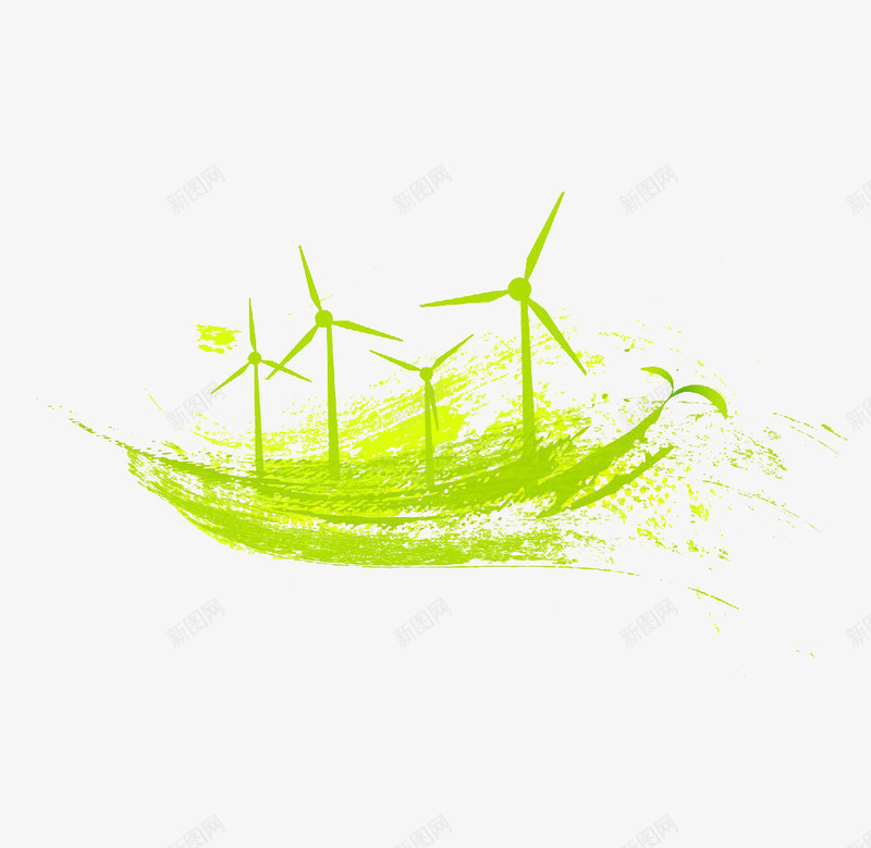 绿色风车能源png免抠素材_新图网 https://ixintu.com 绿色 风 风吹效果 风能源 风车