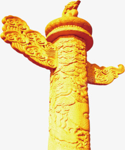 古典建筑金黄色华表柱素材