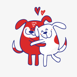 红白小狗红白小狗卡通爱情动物矢量图高清图片