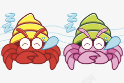 可爱寄居蟹卡通睡觉的寄居蟹高清图片