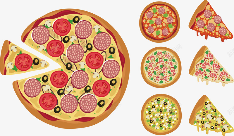 手绘披萨矢量图eps免抠素材_新图网 https://ixintu.com 手绘 手绘披萨 披萨 矢量披萨 美味 美味披萨 矢量图