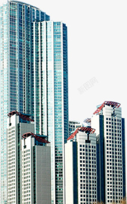 蓝色城市高楼建筑素材