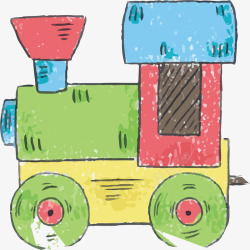 水彩儿童玩具火车矢量图素材