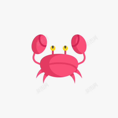 红色螃蟹png免抠素材_新图网 https://ixintu.com 动物 卡通 小眼睛 水生物 甲壳类动物 红色 螃蟹 钳子