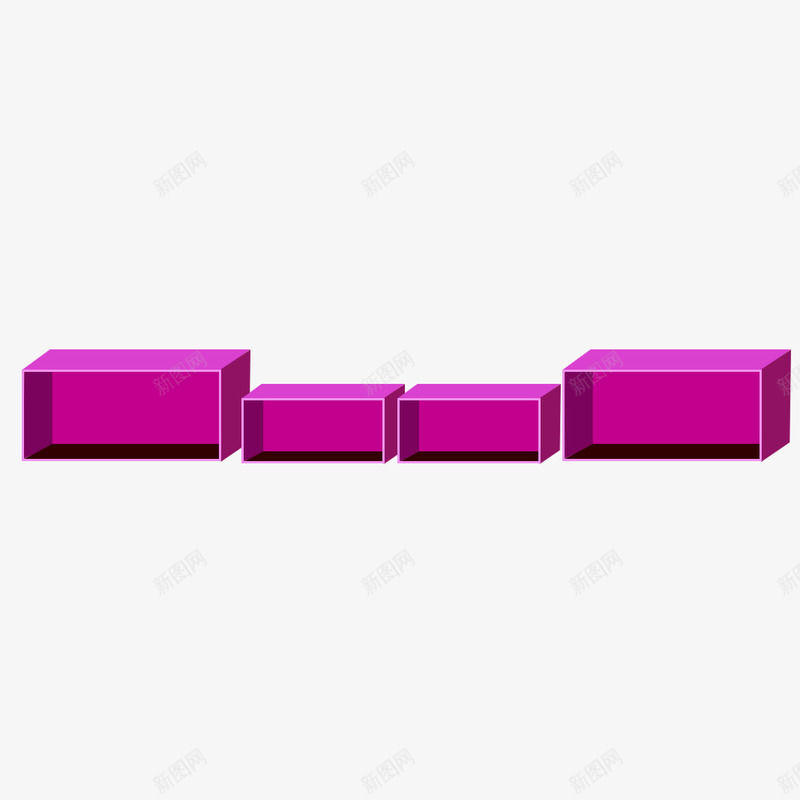 立体方框png免抠素材_新图网 https://ixintu.com 形状 立体图形 紫色 长方形