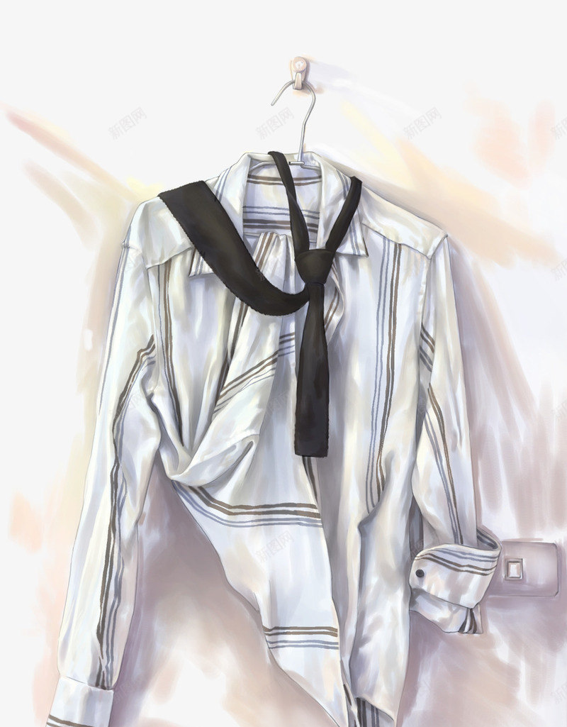 手绘素描衣服PSDpng免抠素材_新图网 https://ixintu.com PSD素材 素描 衣服 衬衣 领带