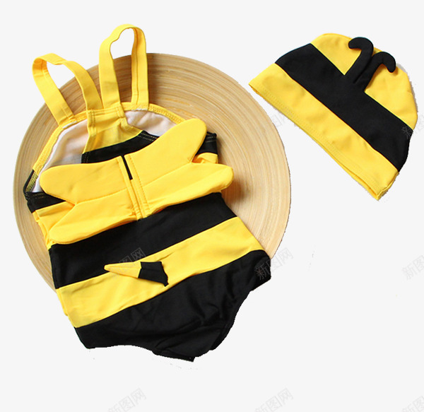 可爱小蜜蜂儿童泳衣png免抠素材_新图网 https://ixintu.com 产品实物 做工好 耐穿 黄色