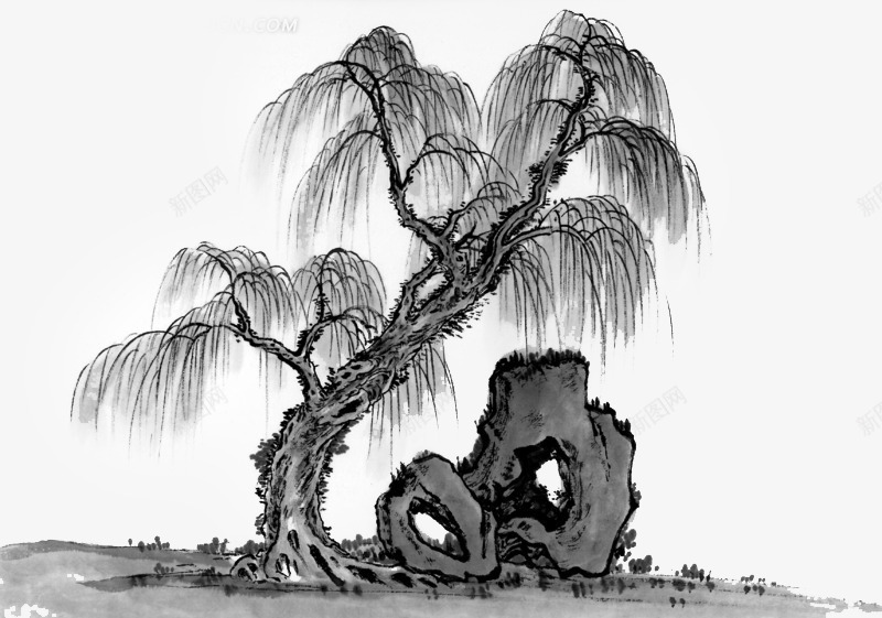 水墨柳树png免抠素材_新图网 https://ixintu.com 免抠素材 柳树 水墨柳树 水墨画 水墨装饰