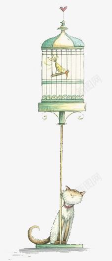 鸟笼装饰摆件png免抠素材_新图网 https://ixintu.com 卡通 卡通笼中鸟 装饰 鸟笼