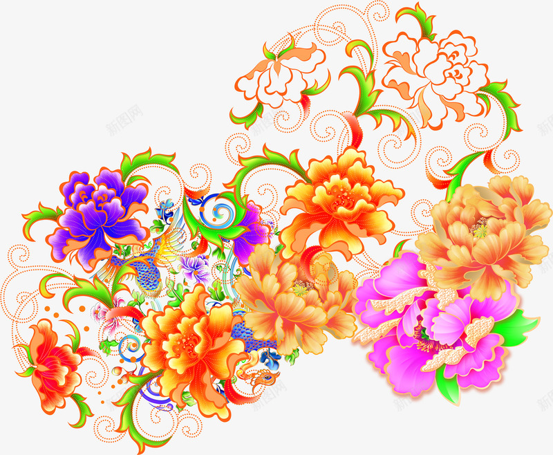 中秋节彩色花朵枝叶包装png免抠素材_新图网 https://ixintu.com 中秋节 包装 彩色 枝叶 花朵