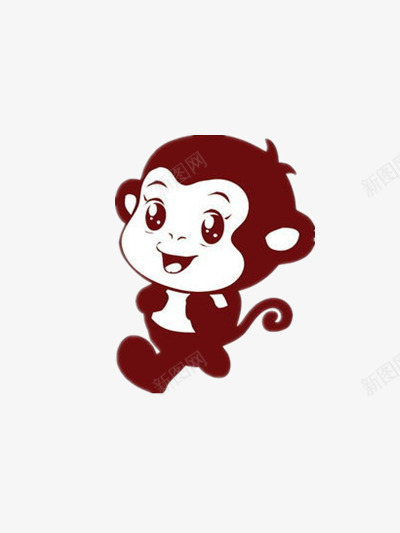 可爱小猴子png免抠素材_新图网 https://ixintu.com 动物 卡通 图片 水彩 红色
