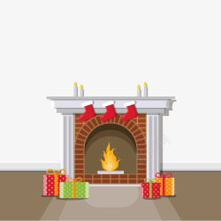 简易圣诞节壁炉插画圣诞节壁炉插画高清图片