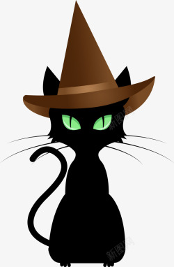 卡通黑猫巫师素材
