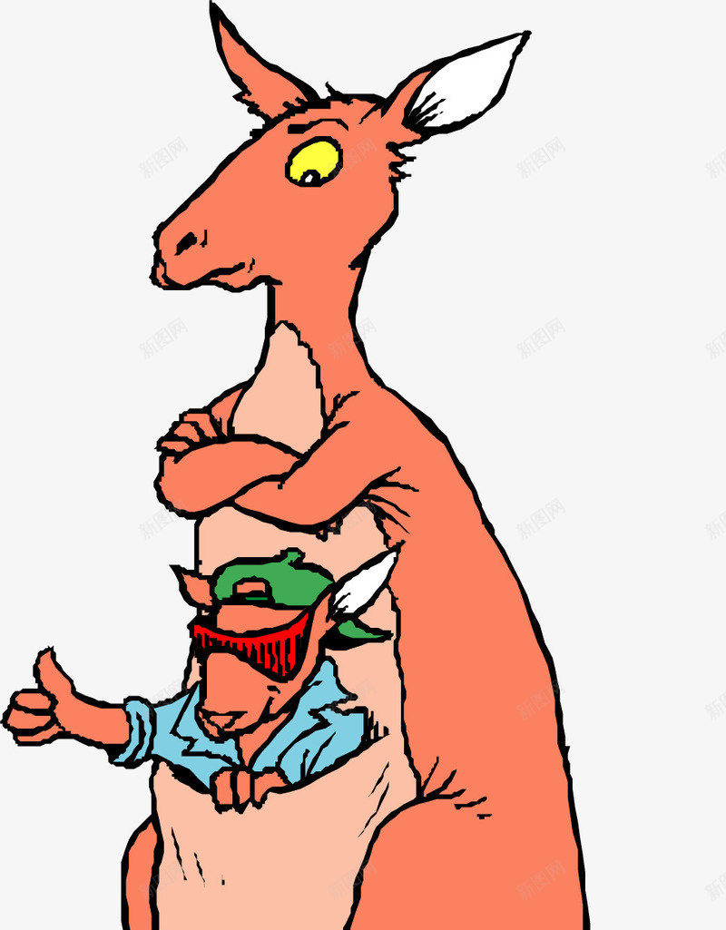 卡通袋鼠母子1png免抠素材_新图网 https://ixintu.com 木刻画 母亲节 母子 母性 矢量袋鼠 袋鼠花图