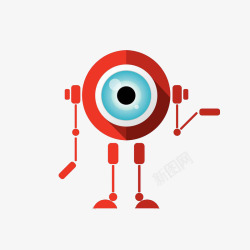 红色独眼大眼睛机器人素材