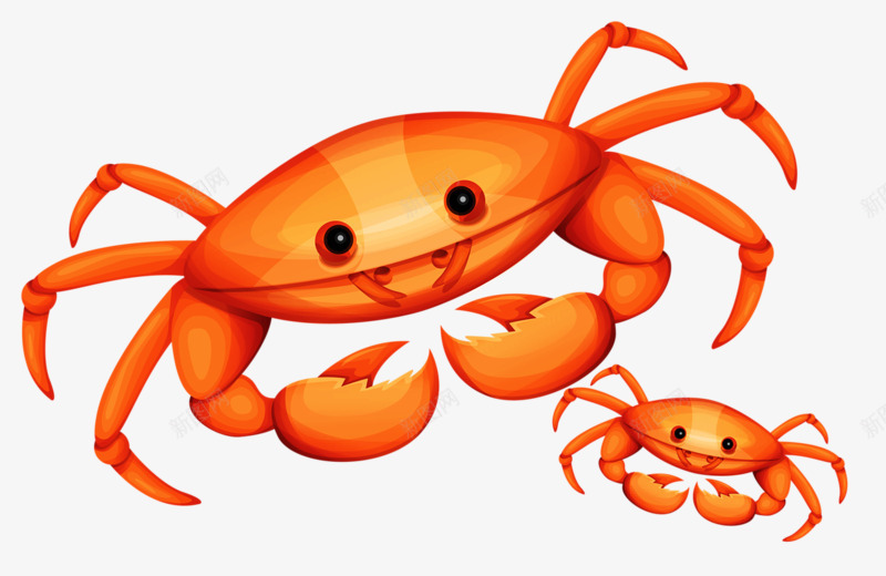 两只小螃蟹png免抠素材_新图网 https://ixintu.com 卡通 可爱 手绘 素材