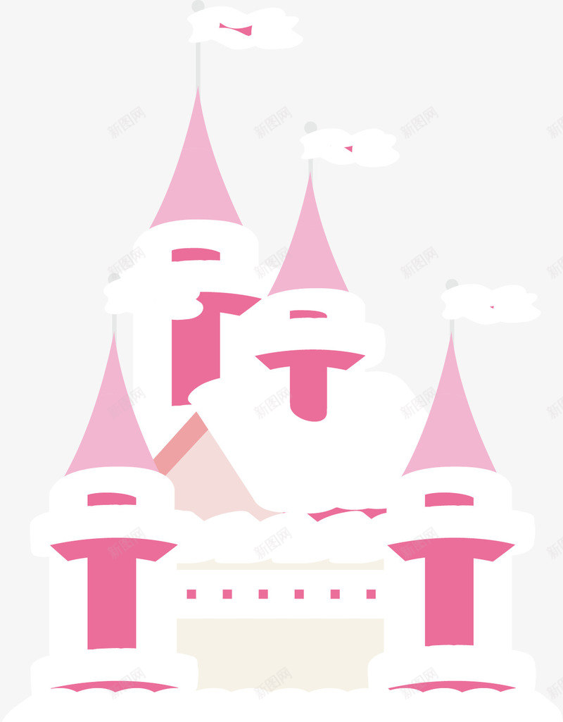 粉色城堡矢量图ai免抠素材_新图网 https://ixintu.com 公主 卡通 粉色城堡 矢量图