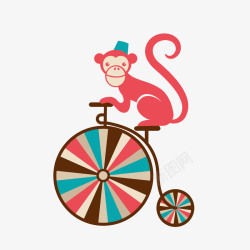 创意小猴子手绘游乐场猴子骑车矢量图高清图片